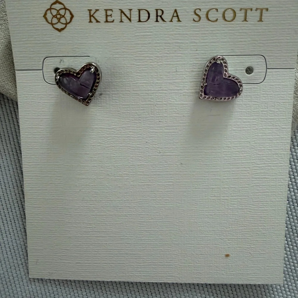 Kendra Scott Silver Amethyst Necklace and Earring Set NWT - Picture 3 of 3